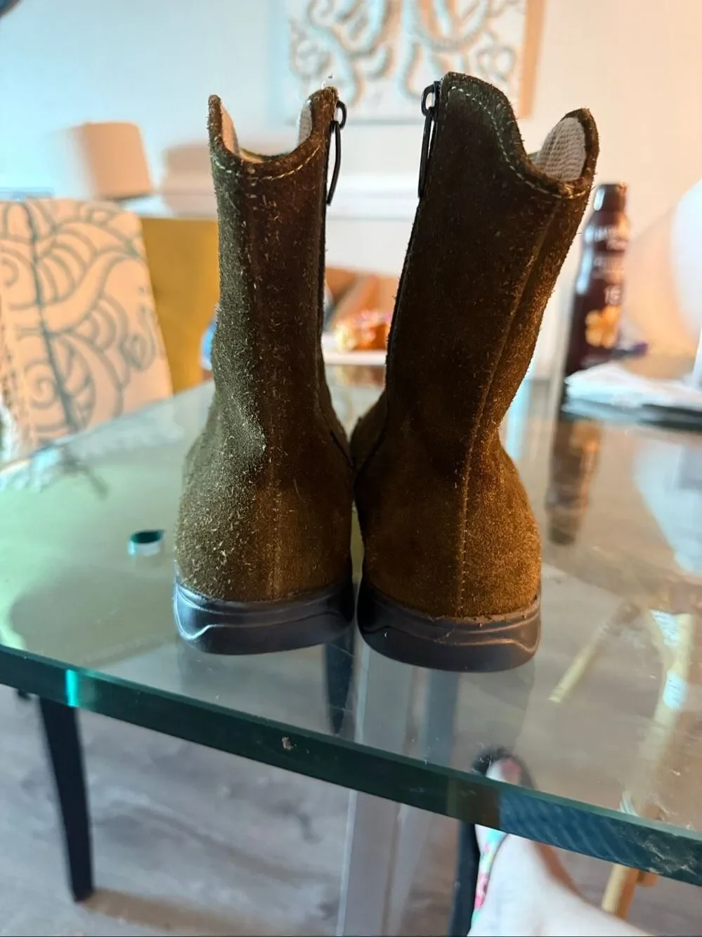 Creaciones Guilin Peruvian Hand Woven Moss Suede Boots sz 6
